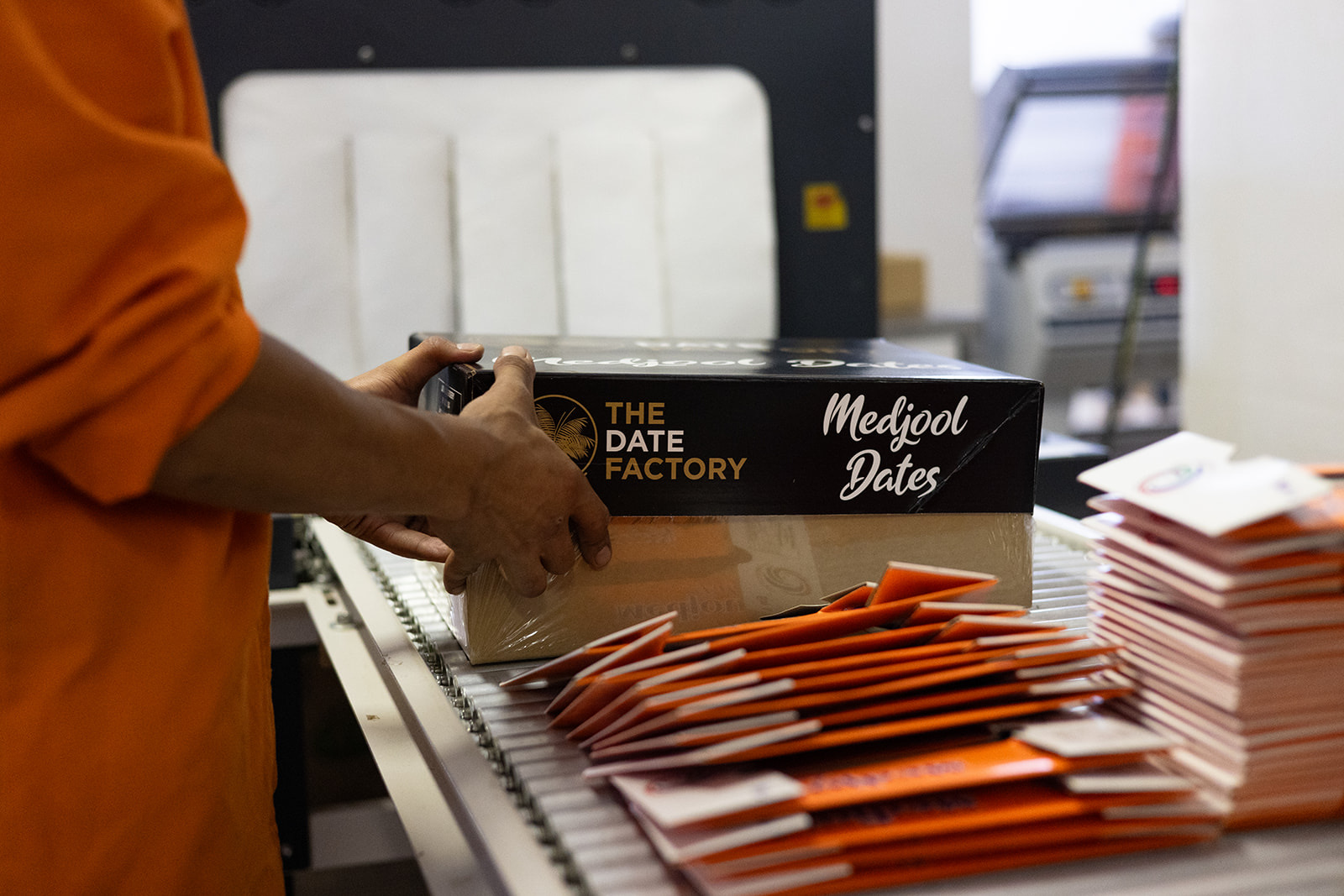 A finished box of Medjool dates ready for dispatch